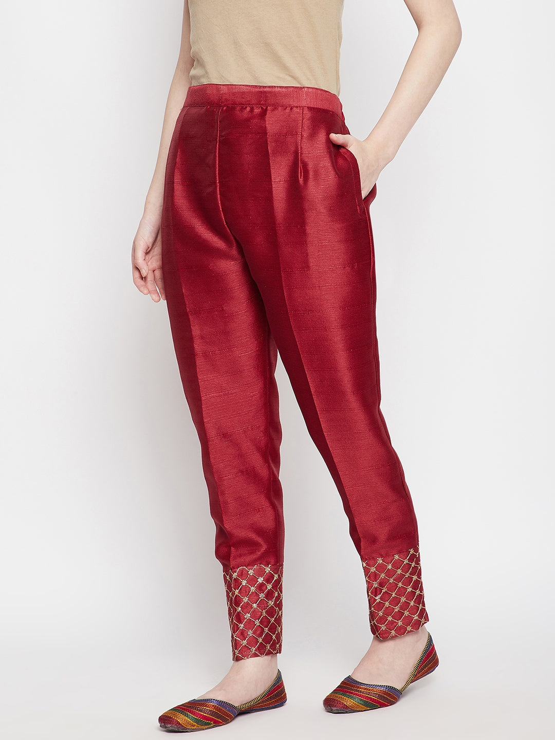 Buy Maroon & Red Leggings for Women by Clora Creation Online
