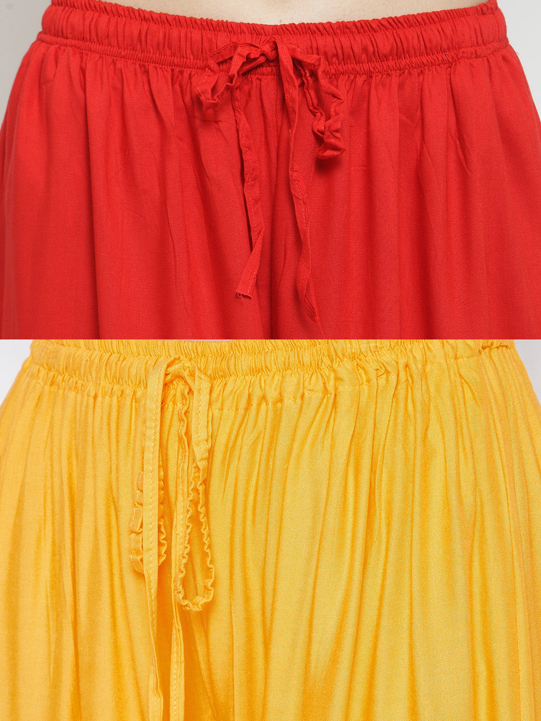 Clora Solid Red & Yellow Rayon Sharara (Pack Of 2)