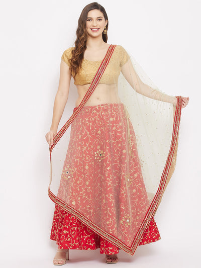 Clora Pista Green Embellished Dupatta with Beads and Stones