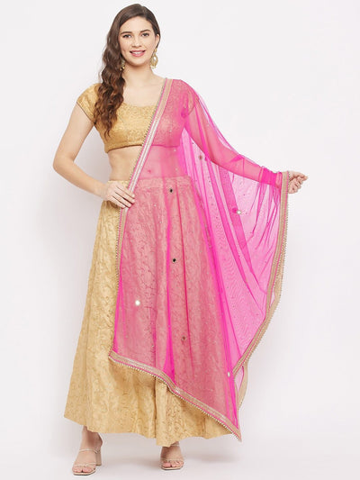 Magenta embellished dupatta with beads and stones from Clora Creation.