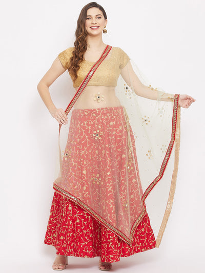 Clora Pista Green Embellished Dupatta with Beads and Stones