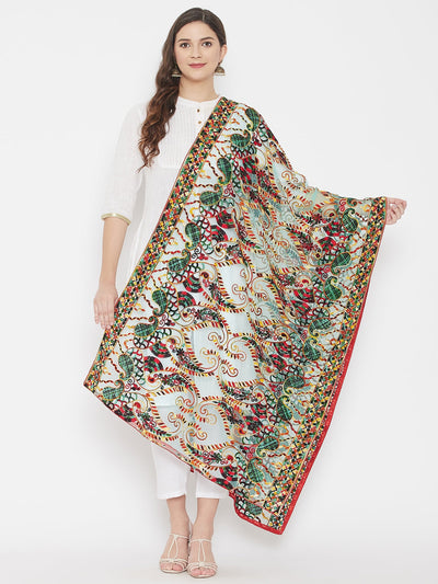 Clora Pista Green Embroidered Georgette Dupatta