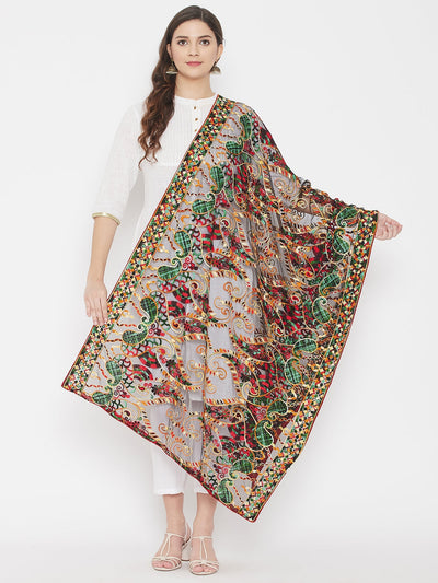 Clora Black Embroidered Georgette Dupatta