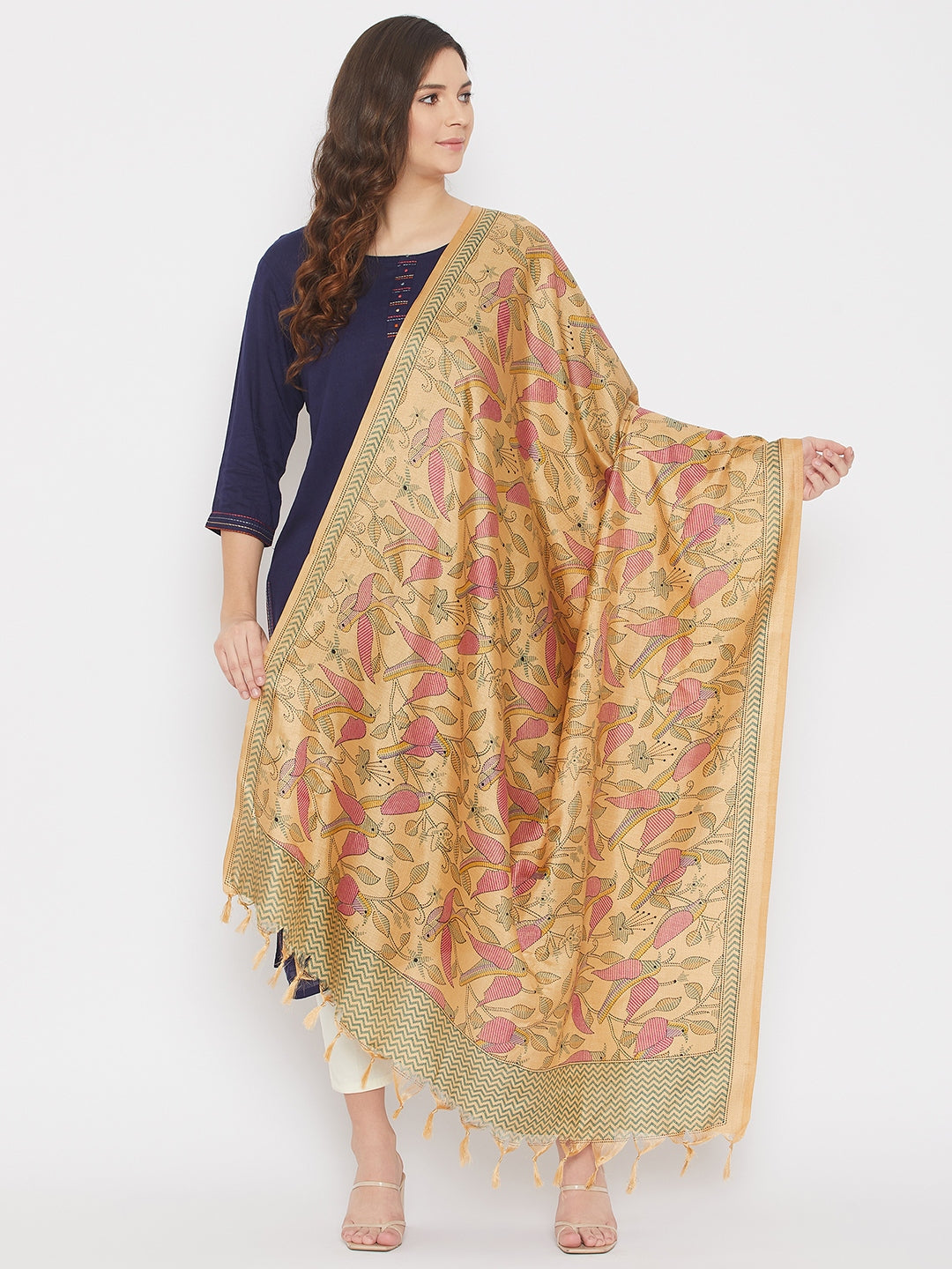 Clora Fawn Digtal Printed Silk Blend Dupatta