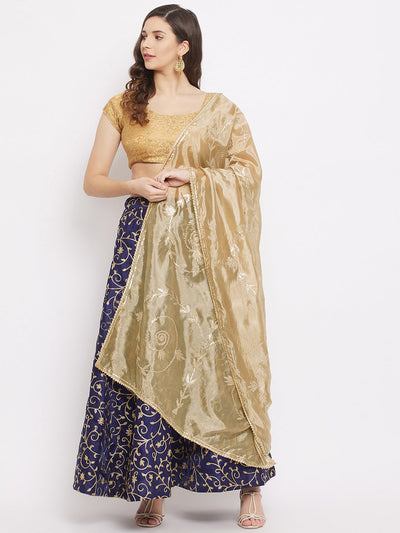 Fawn Gotta Patti Silk Dupatta styled with ethnic attire.