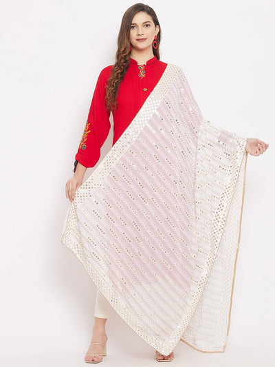 Clora White Dyeable Embllished Georgette Dupatta