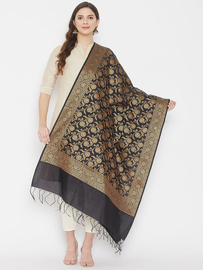Clora Black Banarsi Silk Dupatta