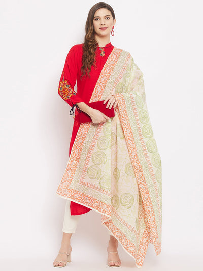 Clora Off-White Printed Cotton Dupatta 2