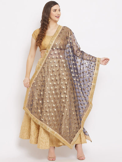 Clora Navy Blue Embellished Net Dupatta 