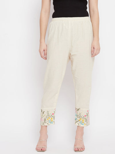 Clora Beige Embroidered Palazzo