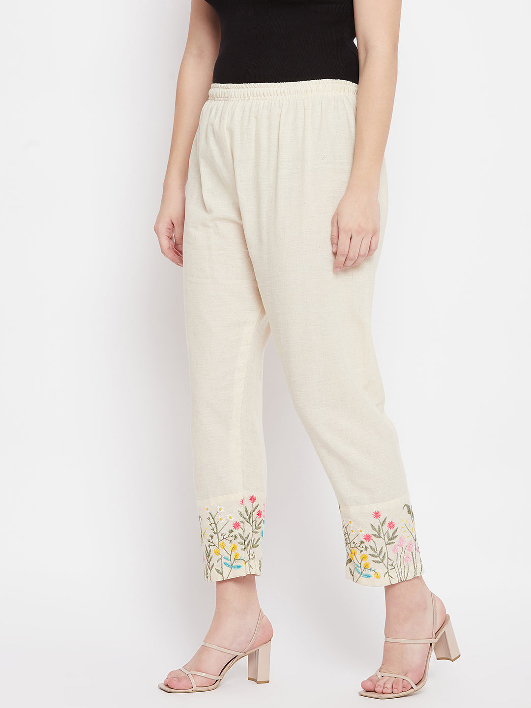Clora Beige Embroidered Palazzo