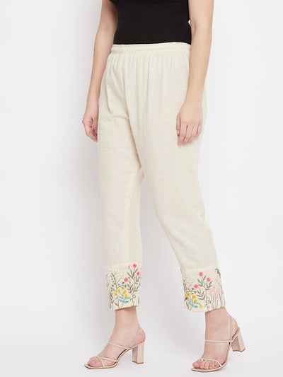 Clora Beige Embroidered Palazzo