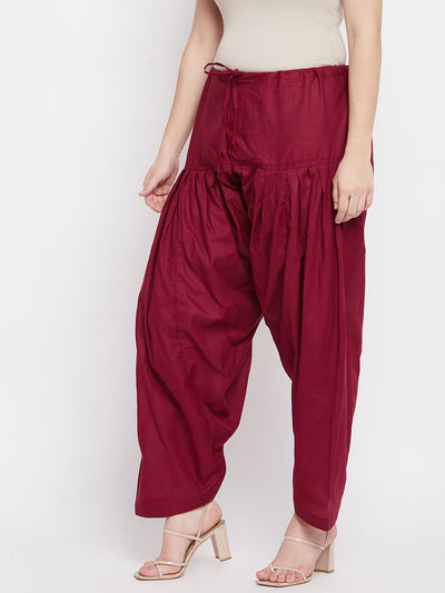 Maroon solid pure cotton salwar for women, comfortable and lightweight.
