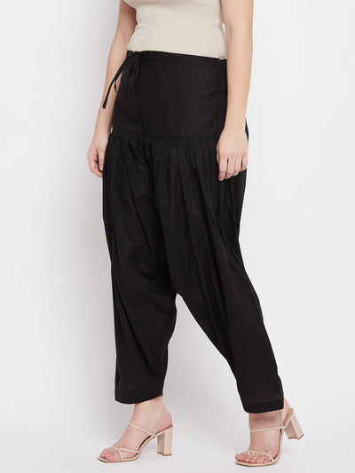 Black solid pure cotton salwar, lightweight and comfortable, perfect for pairing with kurtas.