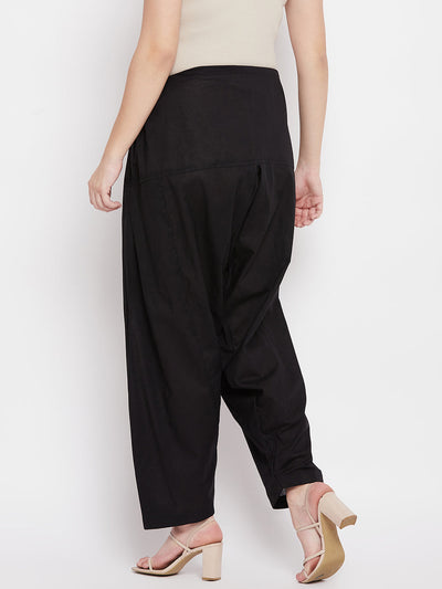 Black solid pure cotton salwar by Clora, comfortable and lightweight.