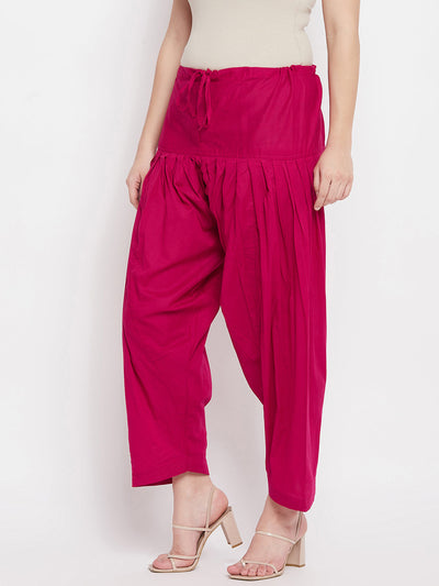 Magenta solid pure cotton salwar for women.