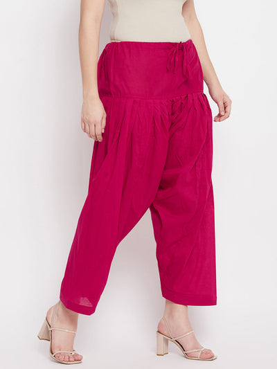 Magenta solid pure cotton salwar by Clora, lightweight and comfortable.