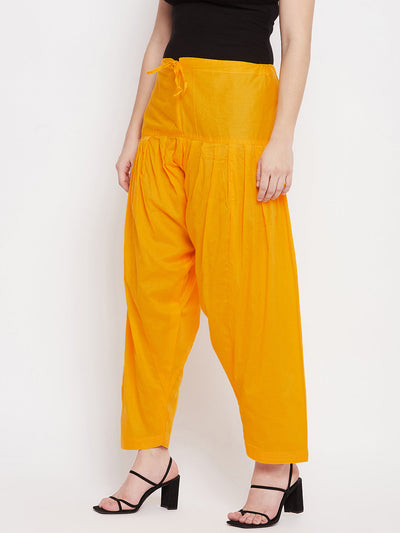 Yellow solid pure cotton salwar, light and comfortable for all-day wear.