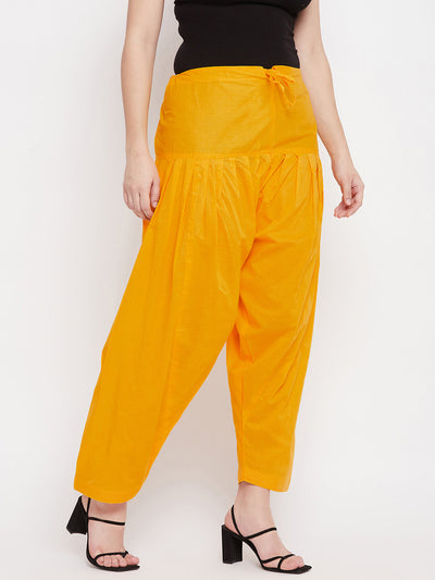 Yellow solid pure cotton salwar, lightweight and comfortable for all-day wear.