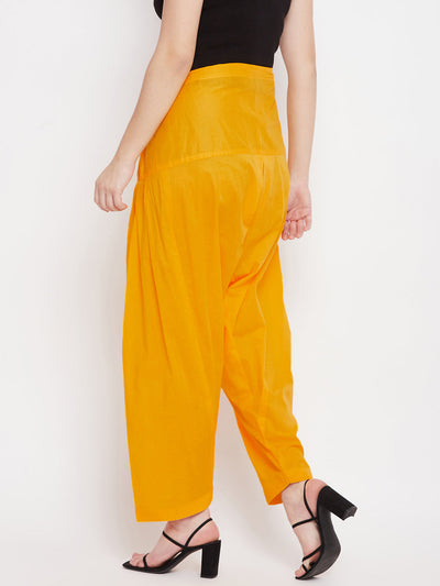 Yellow solid pure cotton salwar from Clora, lightweight and comfortable.