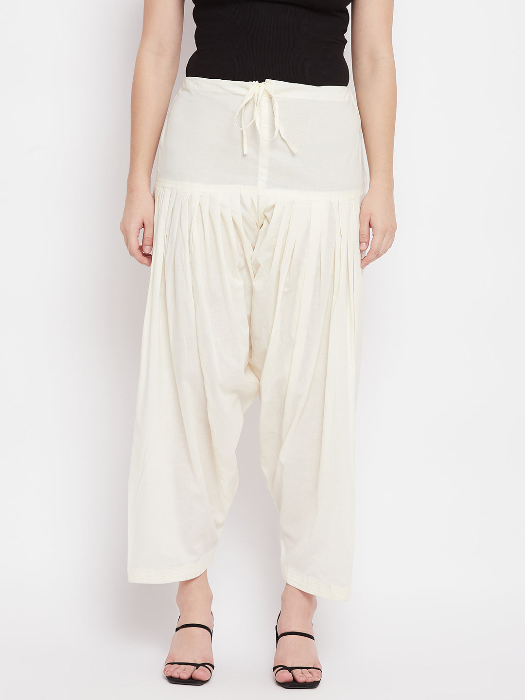 Cream solid pure cotton salwar, lightweight and comfortable for daily wear.