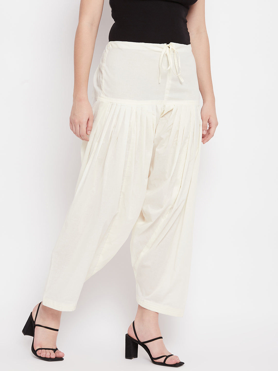 Cream solid pure cotton salwar, lightweight and comfortable, ideal for pairing with kurtas.