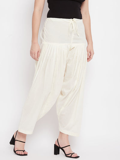 Cream solid pure cotton salwar, lightweight and comfortable, ideal for pairing with kurtas.