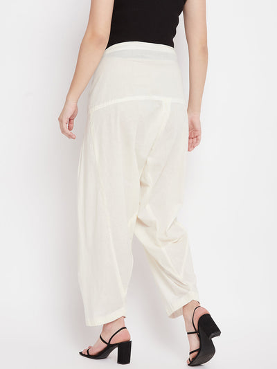 Cream solid pure cotton salwar with comfortable fit.
