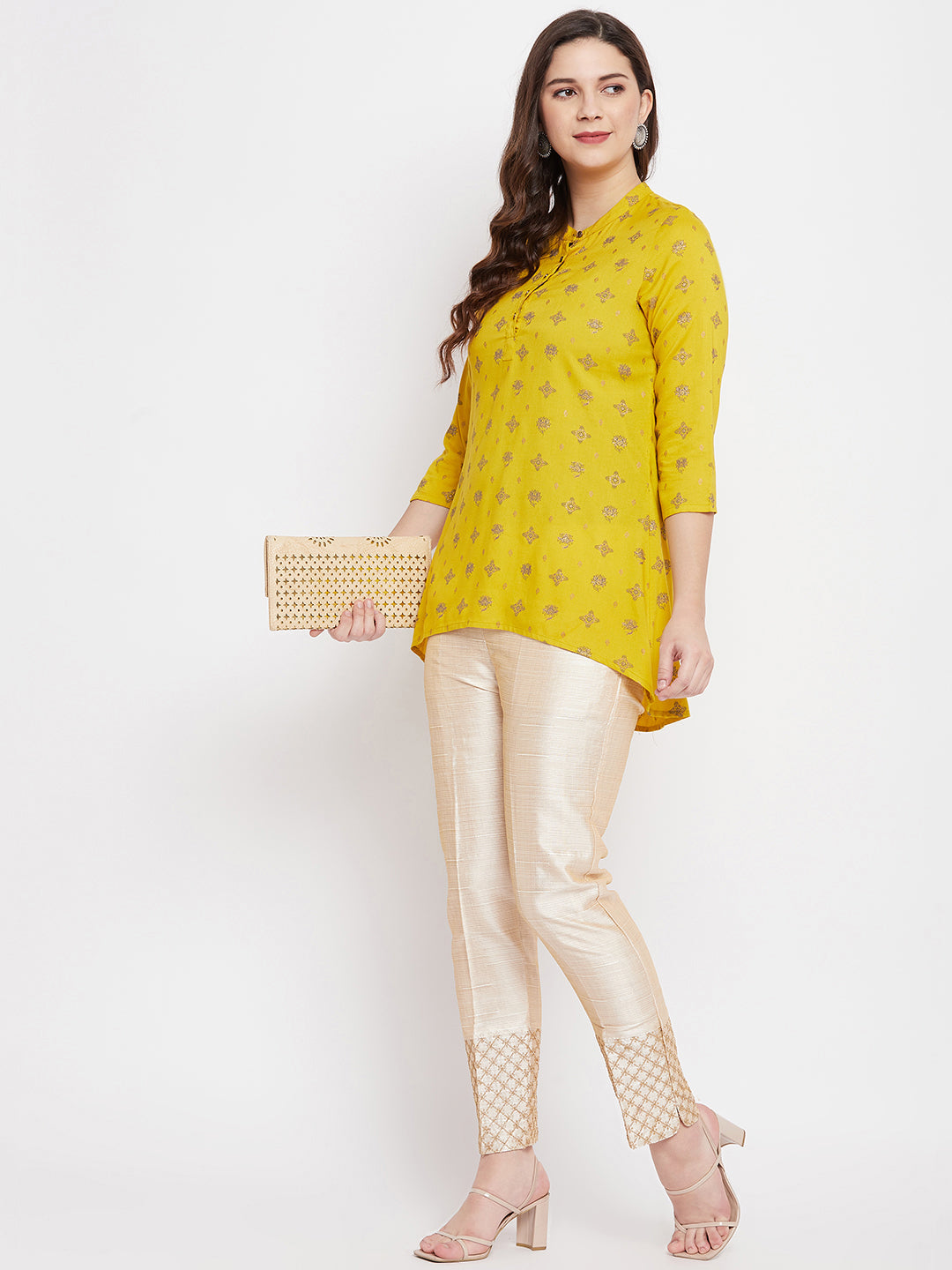 Clora Light Fawn Hem Design Silk Trouser