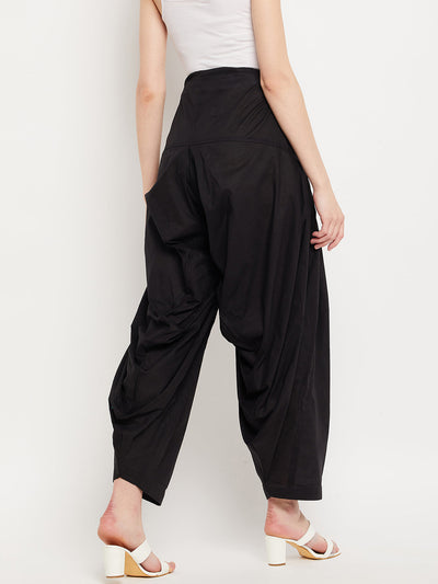 Black solid pure cotton Patiala salwar from Clora, comfortable and lightweight.