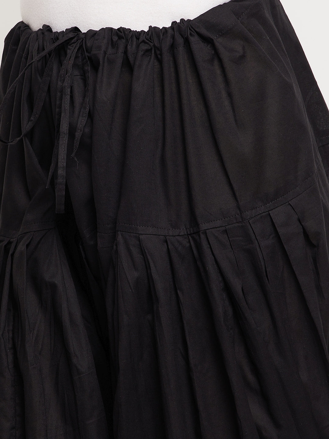 Black solid pure cotton Patiala salwar from Clora, showcasing comfort and lightweight design.