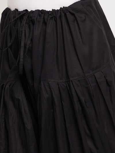 Black solid pure cotton Patiala salwar from Clora, showcasing comfort and lightweight design.