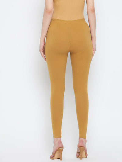 Fawn solid ankle length leggings made from cotton lycra for comfort.