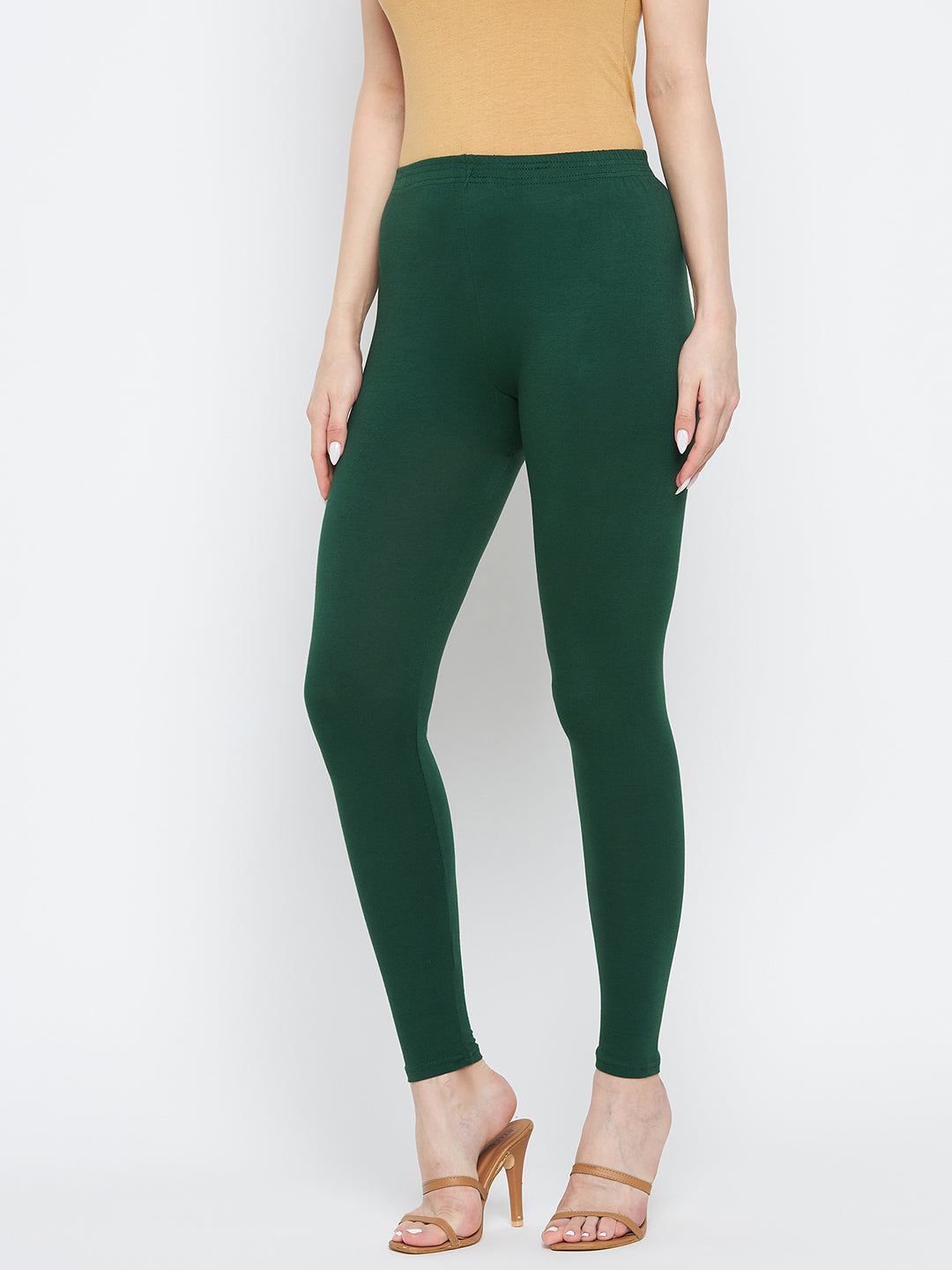 Bottle-Green-Solid-Ankle-Length-Leggings-CC42725