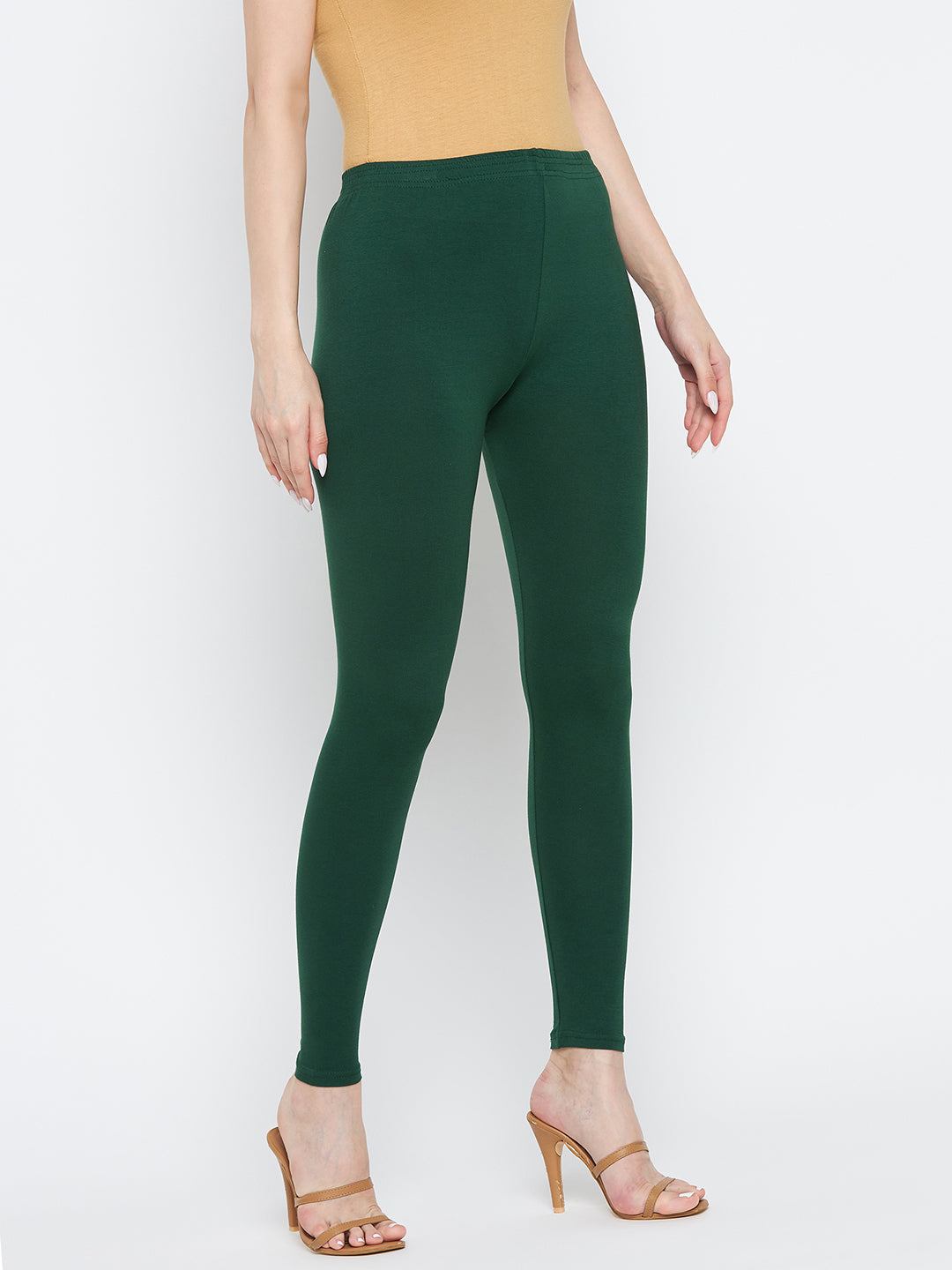 Bottle-Green-Solid-Ankle-Length-Leggings-CC42725