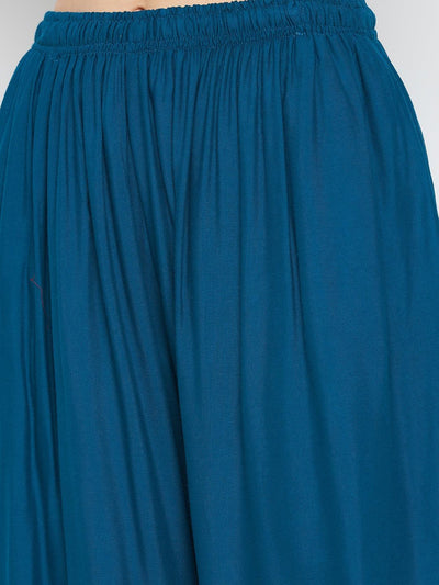 Aqua Blue Solid Rayon Sharara