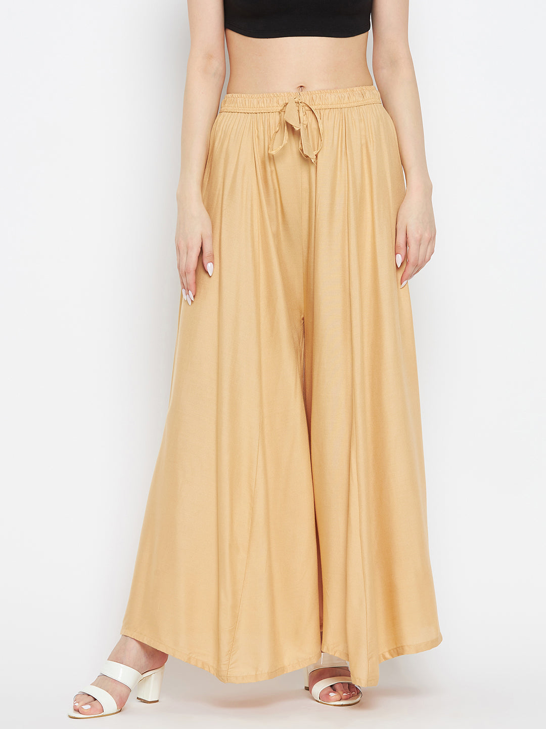 Fawn Solid Rayon Sharara for casual summer wear.