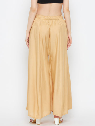 Fawn Solid Rayon Sharara, lightweight and comfortable summer wear.