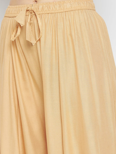 Fawn solid rayon sharara with tie detail, lightweight and comfortable for summer.