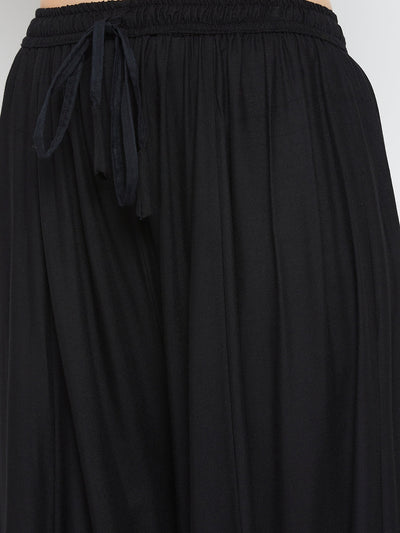 Black Solid Rayon Sharara