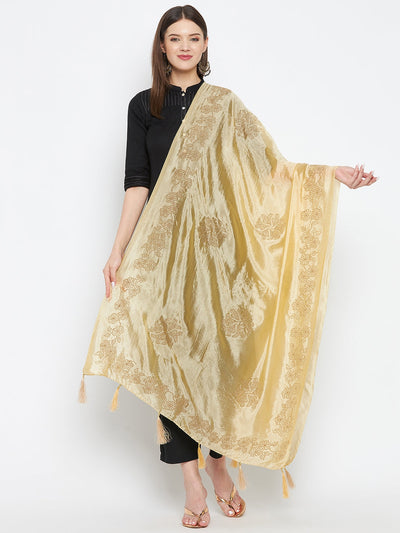 Fawn Embellished Silk Dupatta
