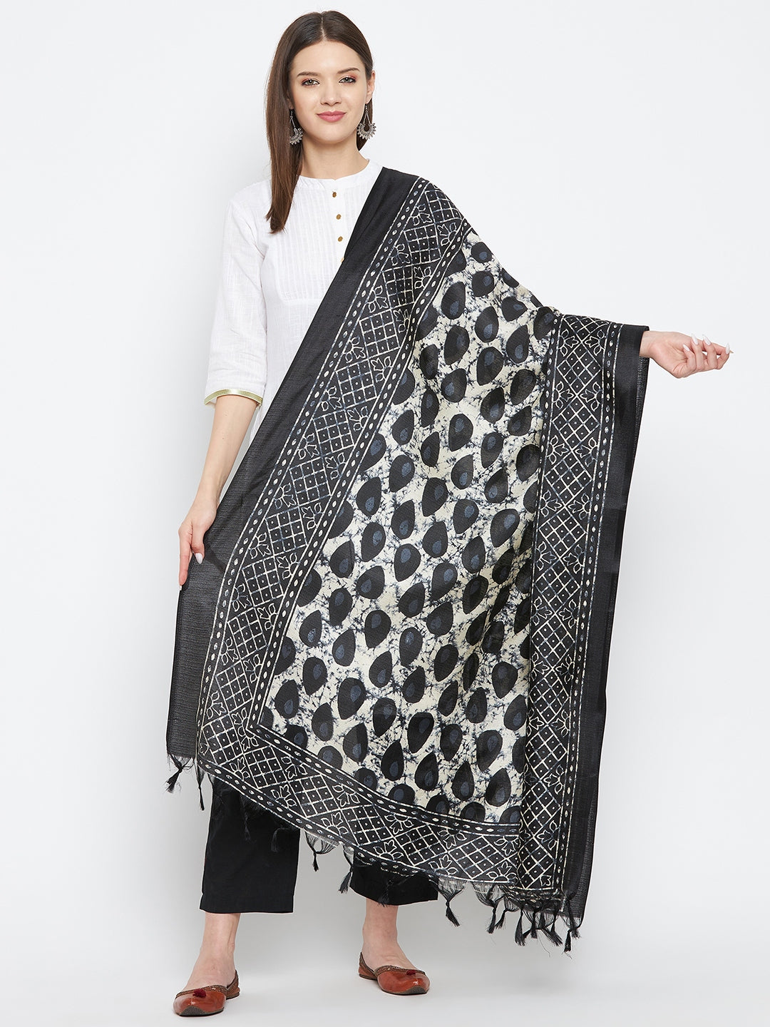 Black Geometric Printed Dupatta