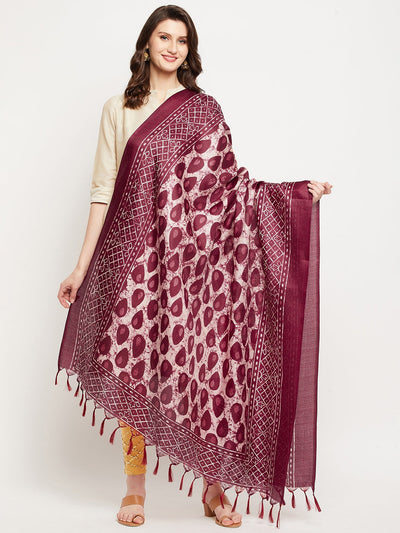 Maroon Geometric Printed Dupatta