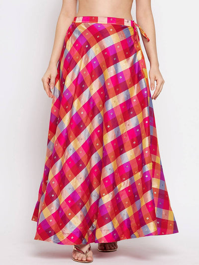 Multicoloured Multicolored Printed Taffeta Skirt made from Taffeta - Clora Creation