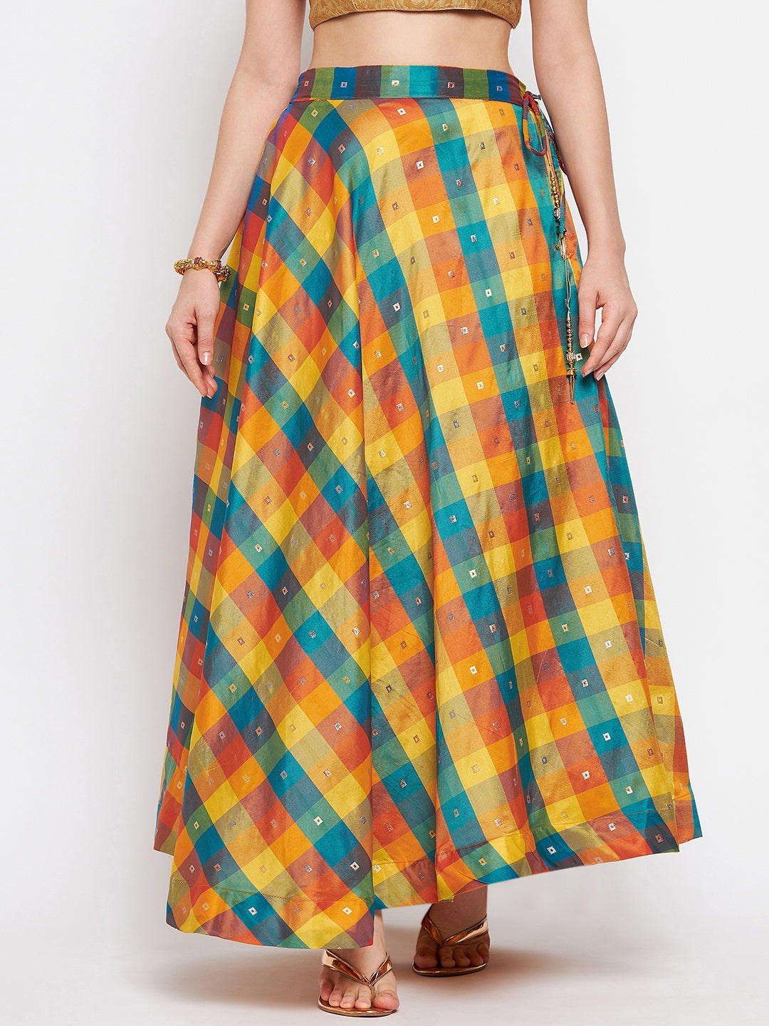 Clora Multicolored Printed Taffeta Skirt