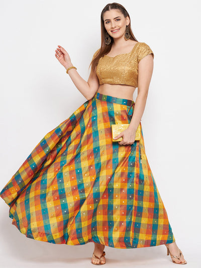 Clora Multicolored Printed Taffeta Skirt