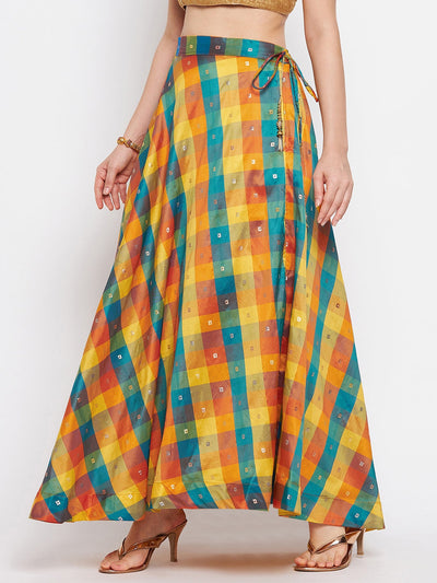 Clora Multicolored Printed Taffeta Skirt