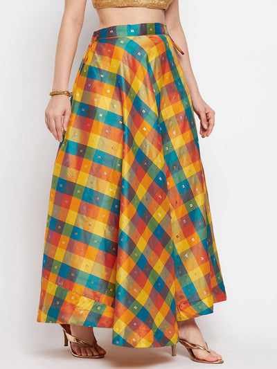 Clora Multicolored Printed Taffeta Skirt