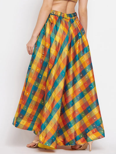 Clora Multicolored Printed Taffeta Skirt