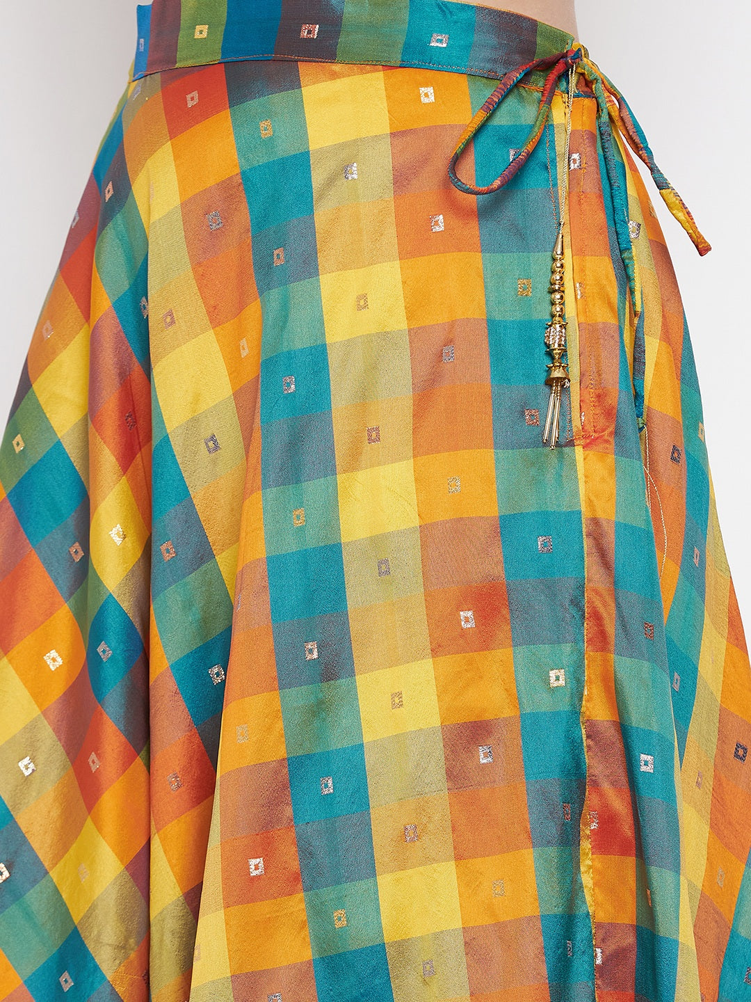 Clora Multicolored Printed Taffeta Skirt